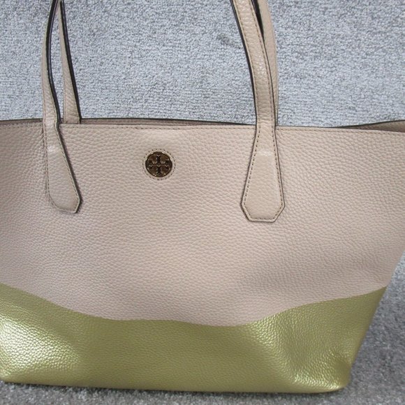 Tory Burch Tote Bag Pink Gold Leather Large - Picture 2 of 12